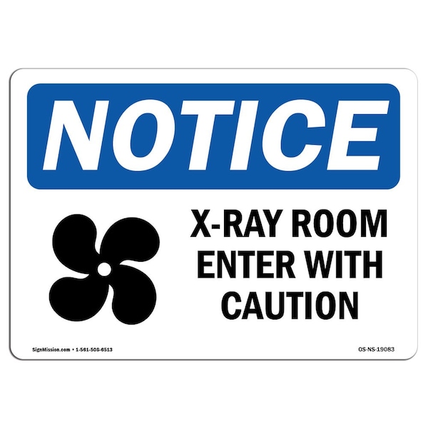 OSHA Notice Sign, 3.5" Height, X-Ray Room Enter With Caution Sign With Symbol, Landscape, 10PK